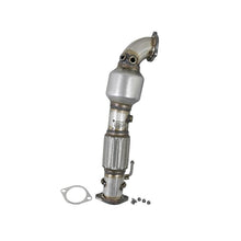 Load image into Gallery viewer, aFe POWER Twisted Steel Downpipe 2-1/2 IN 304 Stainless Steel w/ Cat (48-37001-1HC)