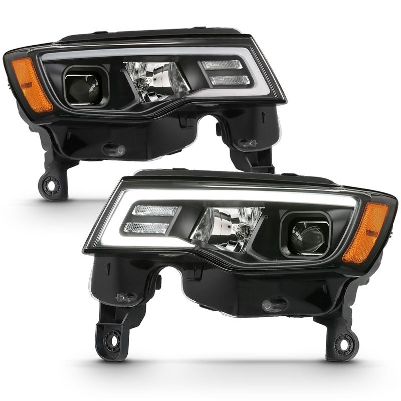 ANZO USA Projector Headlight Set w/Plank Style Switchback Black w/Amber Pair (111418)