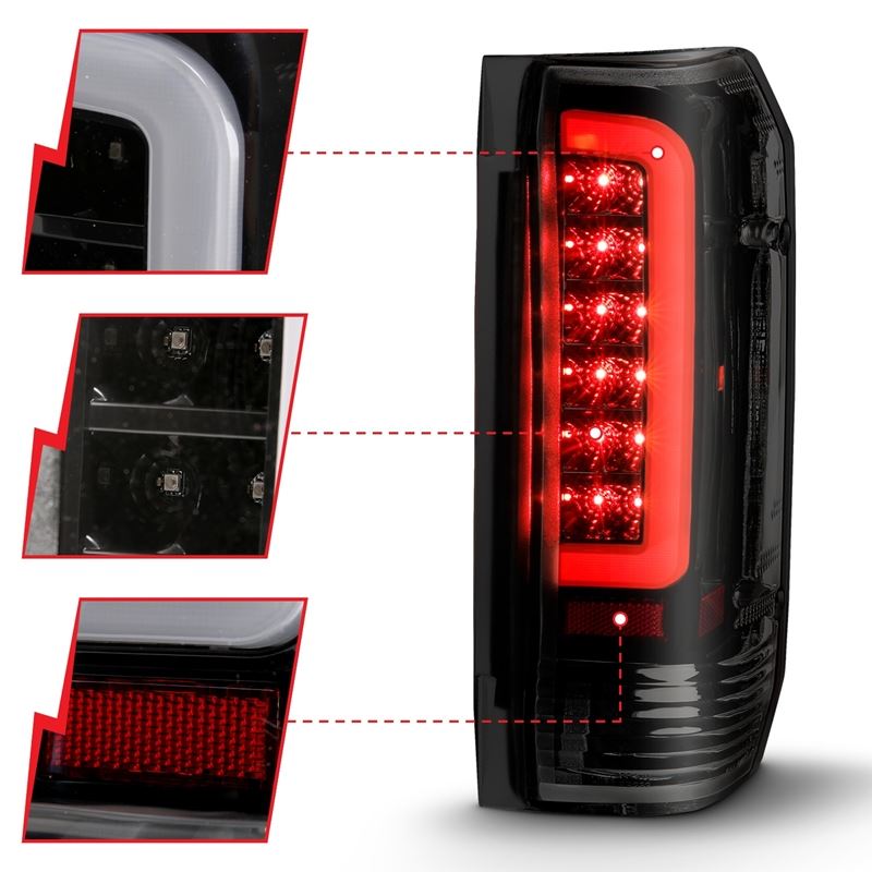 ANZO USA Tail Light Assembly, LED, Smoke Lens, Black Housing, Pair, (311351)