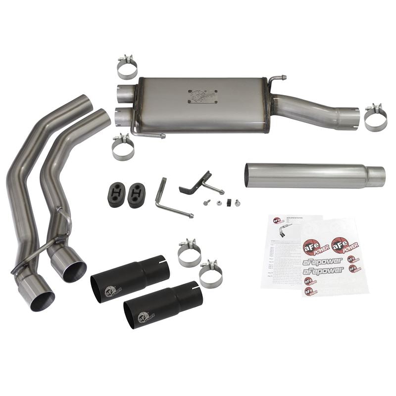 aFe Rebel Series 3 IN to 2-1/2 IN 409 Stainless Steel Cat-Back Exhaust w/Black Tip (49-43079-B)