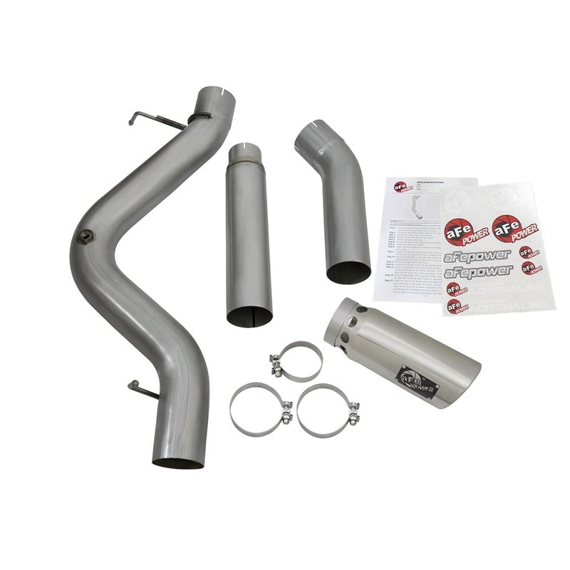 aFe Large Bore-HD 5 IN 409 Stainless Steel DPF-Back Exhaust System w/Polished Tip (49-44081-P)