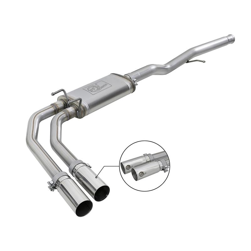 aFe Rebel Series 3 IN to 2-1/2 IN 409 Stainless Steel Cat-Back Exhaust w/ Polish Tip (49-44098-P)