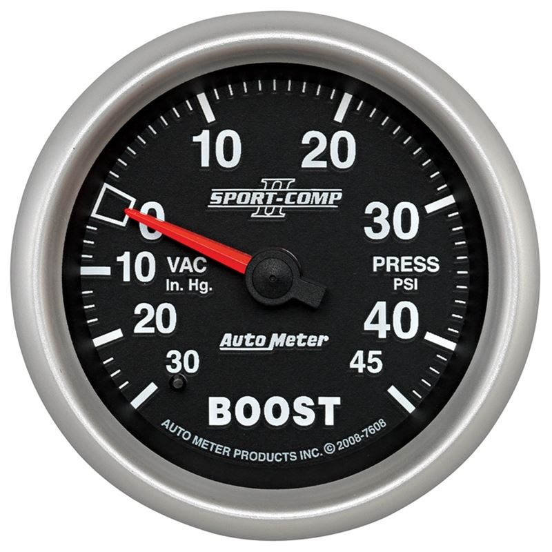 AutoMeter Sport-Comp II VAC/Boost 2 5/8in 30 IN HG-45PSI Mechanical Gauge (7608)