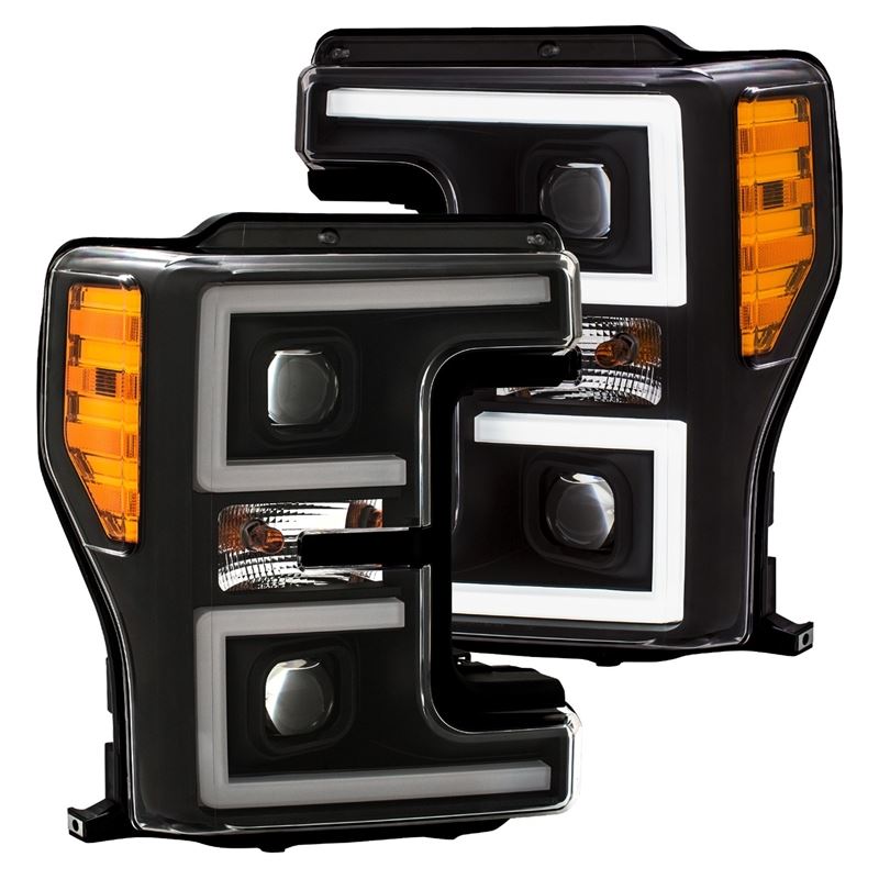 ANZO USA LED Headlights 17-18 Ford F-250 Super Duty Plank-Style L.E.D. Headlight Black (Pair) (111388)