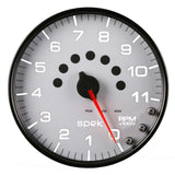 AutoMeter Spek-Pro Gauge Tachometer 5in 11K Rpm W/Shift Light and Peak Mem White/Black (P23912)