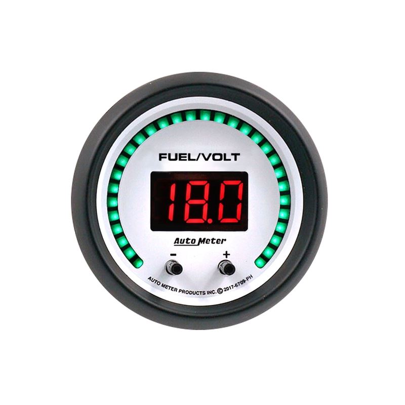 AutoMeter 52.4mm White Switchable 0-100 Fuel Level/8-18V Voltmeter Phantom Elite Digital Gauge (6709-PH)