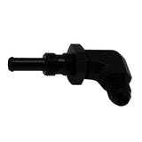 DeatschWerks 6AN Male Flare to 5/16in Male Barb Bulkhead Adapter 90-Degree - Anodized Matte Black(6-02-0712-B)