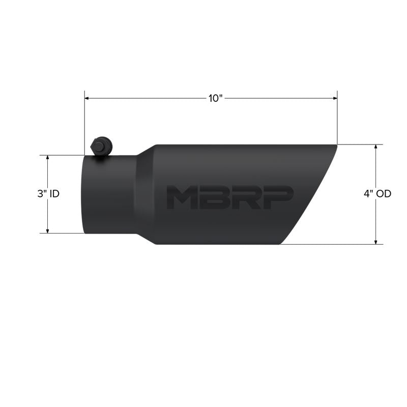 MBRP Exhaust Tip. 4in. O.D. Dual Wall Angled. 3in. let. 10in. length. BLK (T5156BLK)