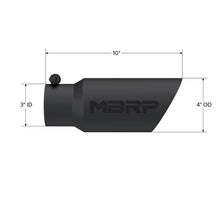 Load image into Gallery viewer, MBRP Exhaust Tip. 4in. O.D. Dual Wall Angled. 3in. let. 10in. length. BLK (T5156BLK)