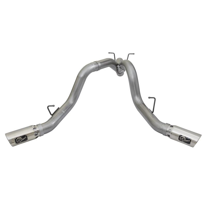 aFe Large Bore-HD 4 IN 409 Stainless Steel DPF-Back Exhaust w/Dual Polished Tips (49-44086-P)