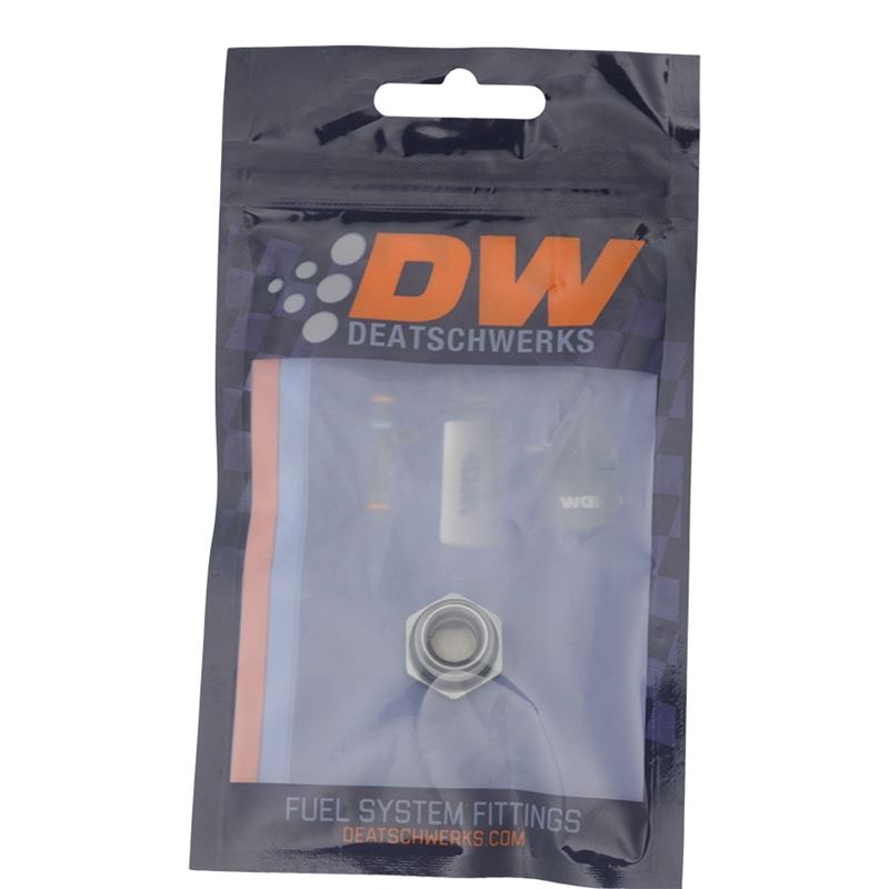 DeatschWerks 6AN ORB Male Plug Fitting with 1/8in NPT Gauge Port - Anodized DW Titanium (6-02-0730)