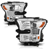 ANZO USA Projector Headlights w/Plank Style Design, Chrome w/Amber Sequential Turn Signal (111409)