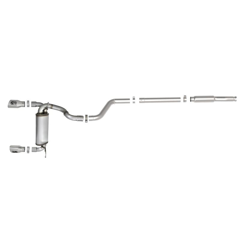 aFe Rebel Series 3 IN to 2-1/2 IN 409 Stainless Steel Cat-Back Exhaust w/ Polish Tip for 2018-2021 Jeep Wrangler(49-48096-P)