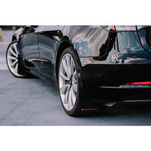 Load image into Gallery viewer, Rally Armor Black Mud Flap/Metallic Black Logo for 2017+ Tesla 3 (MF62-UR-BLK/MBK)