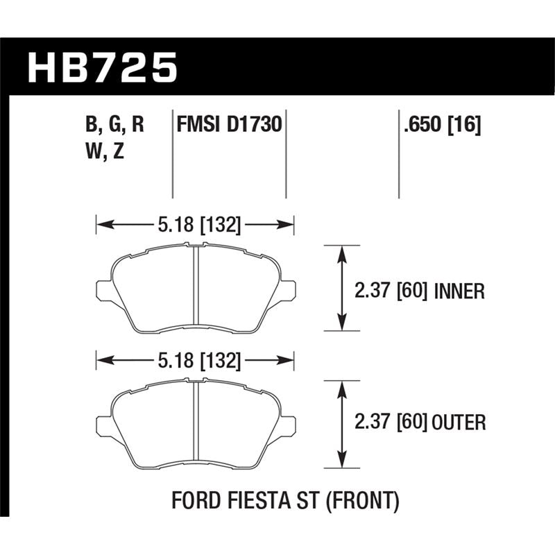 Hawk Performance Performance Ceramic Brake Pads (HB725Z.650)