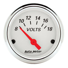 Load image into Gallery viewer, AutoMeter Arctic White 2-1/16in 8-18 Volts Air-Core Voltmeter Gauge (1391)