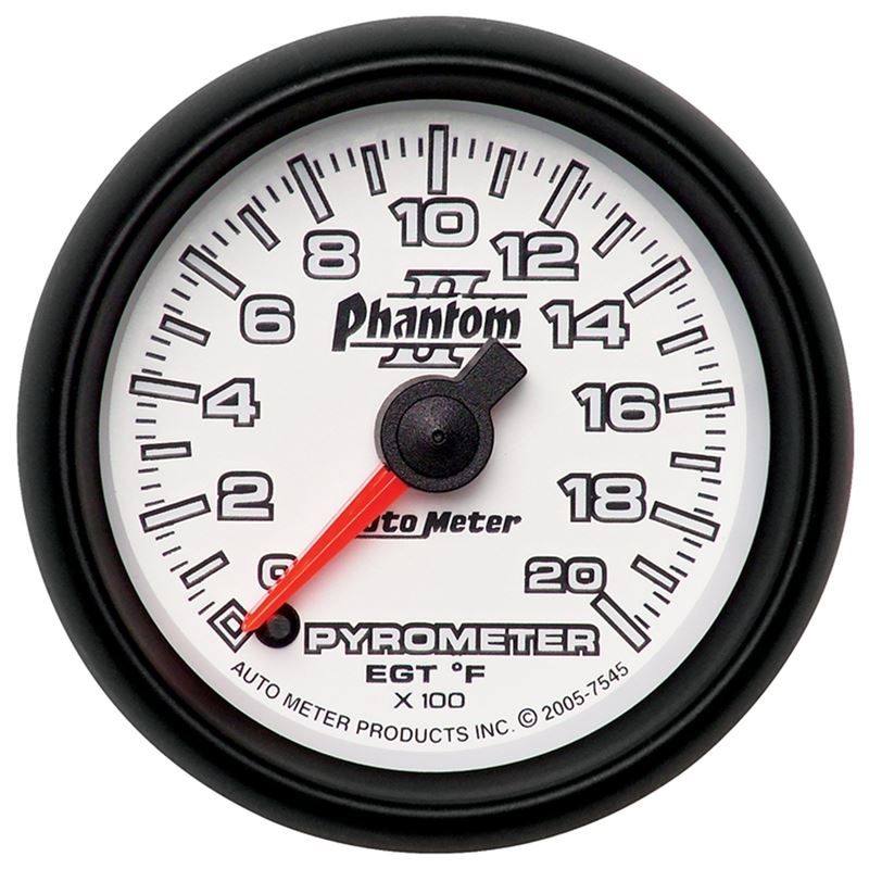 AutoMeter Phantom II 52.4mm Full Sweep Electronic 0-2000 Def F EGT/Pyrometer Gauge (7545)