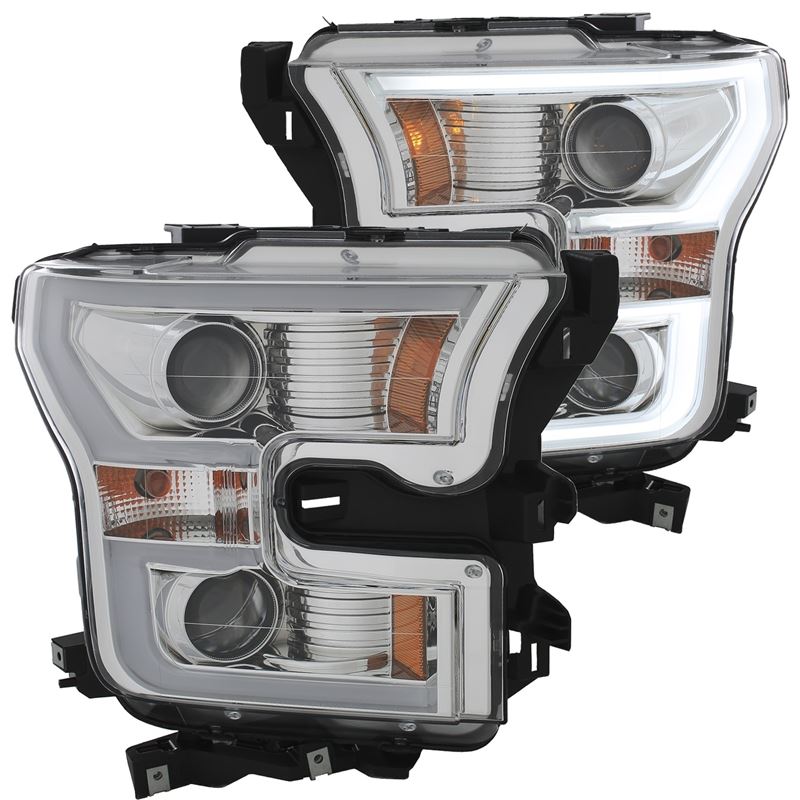 ANZO USA 2015-2016 Ford F-150 Projector Headlights w/ Plank Style Design Chrome w/ Amber (111348)