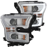 ANZO USA 2015-2016 Ford F-150 Projector Headlights w/ Plank Style Design Chrome w/ Amber (111348)