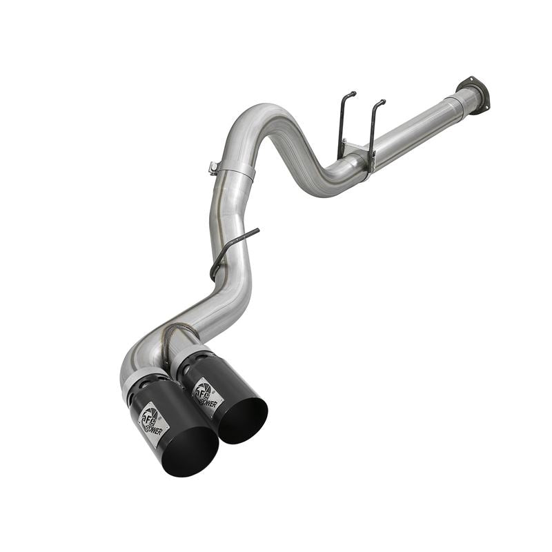 aFe Rebel XD Series 4 IN 409 Stainless Steel DPF-Back Exhaust w/Dual Black Tips for 2011-2014 Ford F-250 Super Duty(49-43120-B)