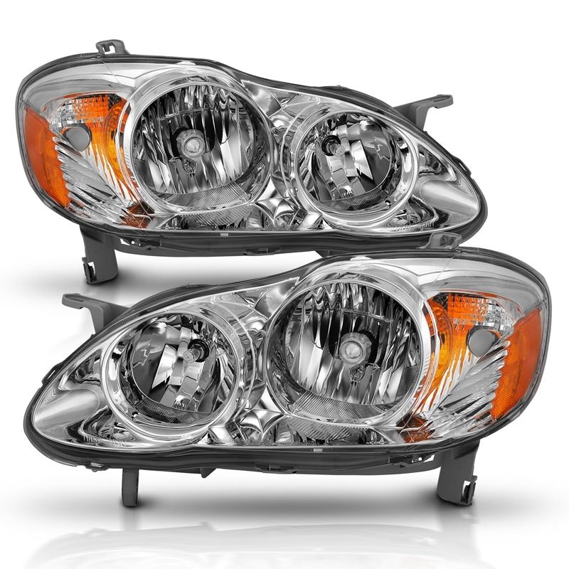 ANZO USA Crystal Headlight Set, Clear Lens, Chrome w/Amber Housing, Pair, (121540)