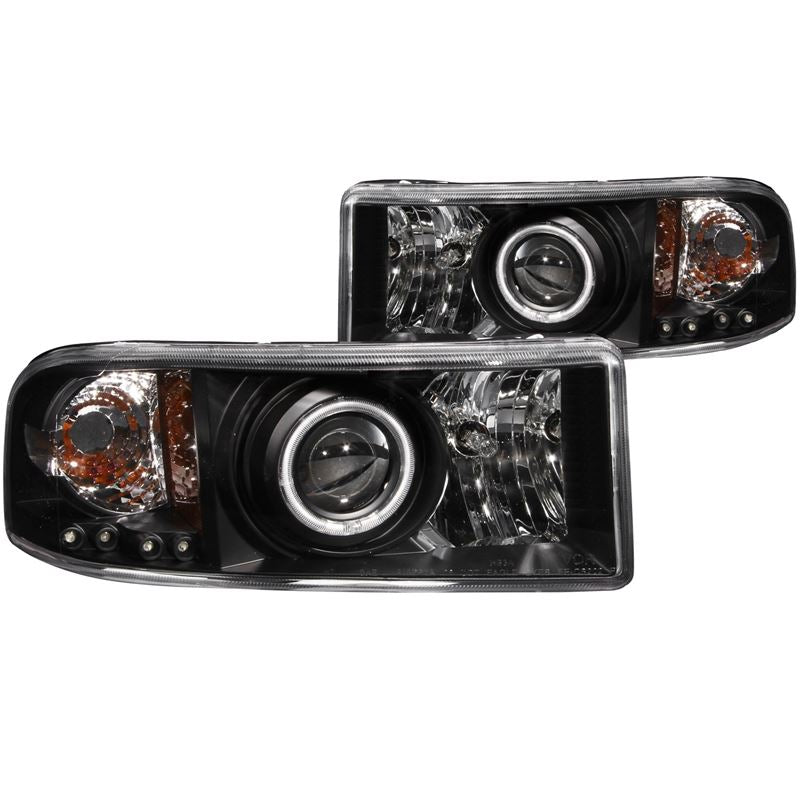 ANZO USA 1994-2001 Dodge Ram Projector Headlights w/ Halo Black (111065)