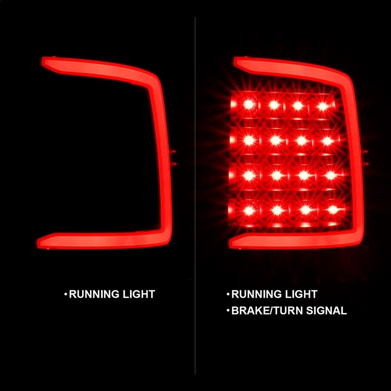 ANZO USA Tail Light Assembly, LED, Clear Lens, Black Housing, w/Plank Style Design, Pair, (311318)