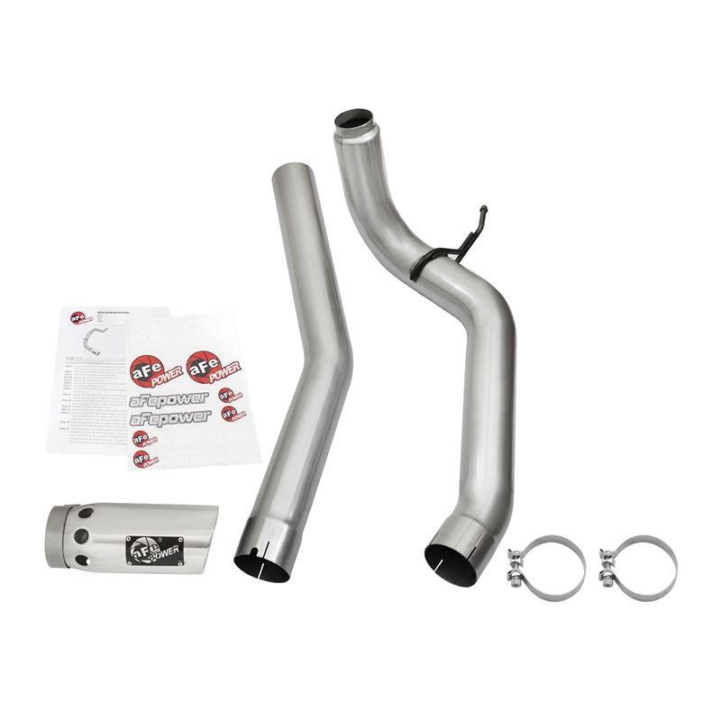 aFe Large Bore-HD 4 IN DPF-Back Stainless Steel Exhaust System w/Polished Tip (49-46113-P)