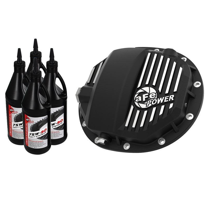 aFe Pro Series Differential Cover Black w/ Machined Fins and Gear Oil (AAM 9.5/9.76) (46-71121B)