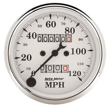 Load image into Gallery viewer, AutoMeter Auto Meter 3-1/8in 120MPH Mechanical Speedometer Old Tyme White Gauge (1693)