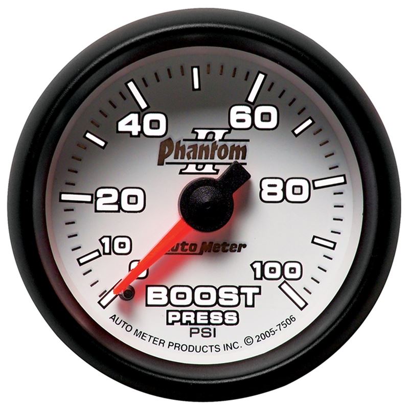 AutoMeter Phantom II 52.4mm Mechanical 0-100psi Boost Gauge (7506)