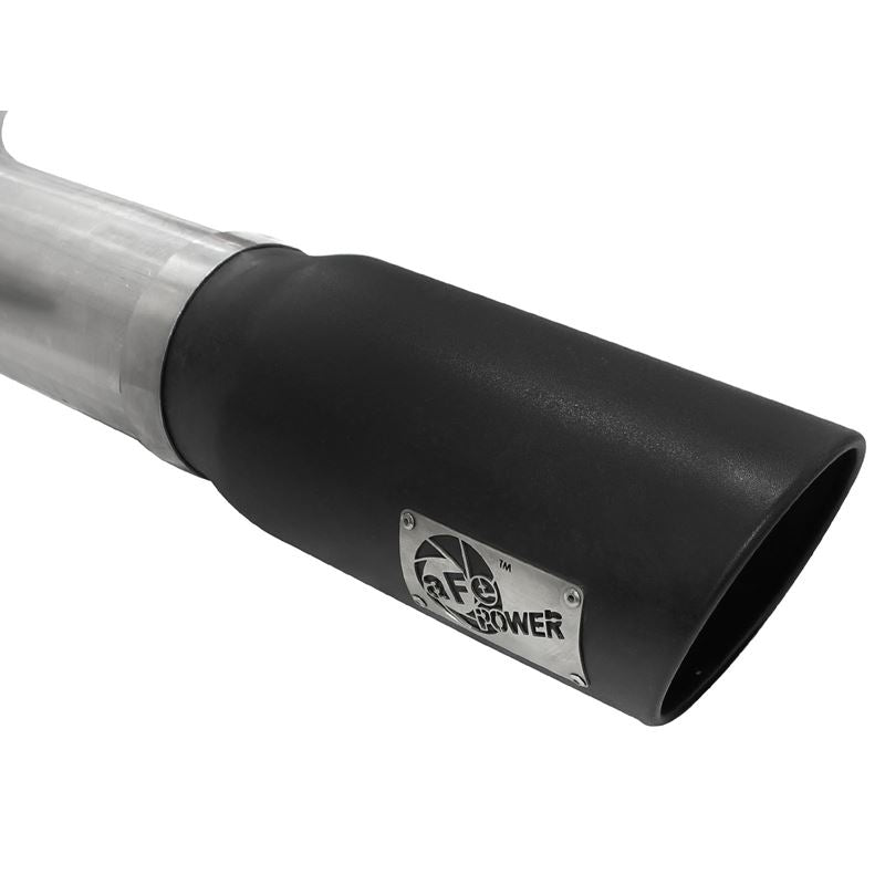 aFe Large Bore-HD 5 IN 409 Stainless Steel DPF-Back Exhaust System w/Black Tip (49-42039-B)