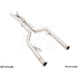 GTHAUS Meistershaft Full Cat-back LX pipes (Dual 76mm piping); Stainless Steel (BM511004)