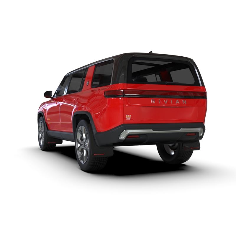 Rally Armor Black Mud Flap/RedLogo for 2022-24 Rivian R1S (MF108-UR-BLK-RD)