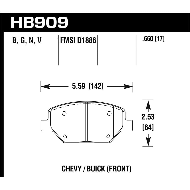 Hawk Performance HPS Disc Brake Pad for 2018-2018 Chevrolet Camaro (HB909B.660)