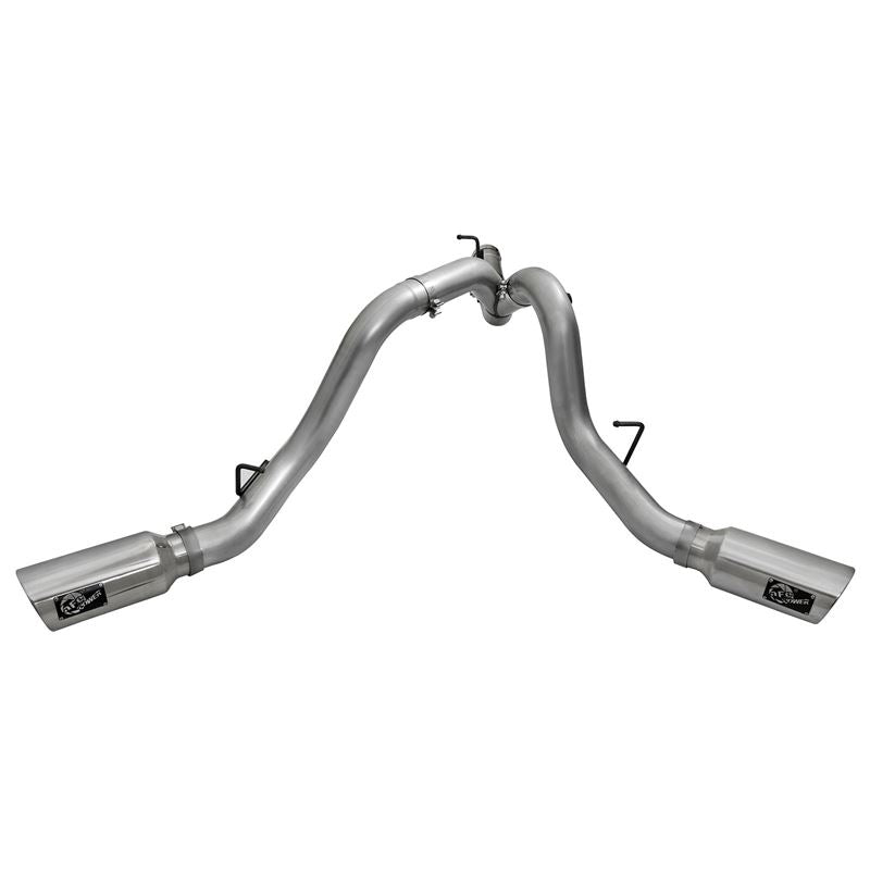 aFe Large Bore-HD 4 IN 409 Stainless Steel DPF-Back Exhaust System w/Polished Tip (49-44080-P)