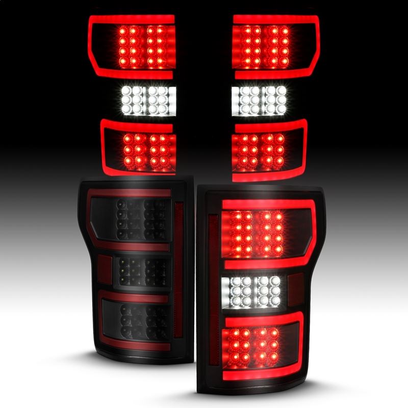 ANZO USA Tail Light Assembly, LED, Clear Lens, Black Housing, Red Light Bar, w/Sequential, (311314)