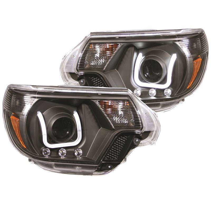 ANZO USA 2012-2015 Toyota Tacoma Projector Headlights w/ U-Bar Black (111290)