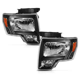 ANZO USA Crystal Headlight Set, Clear Lens, Black w/Amber Housing, Pair, (111428)