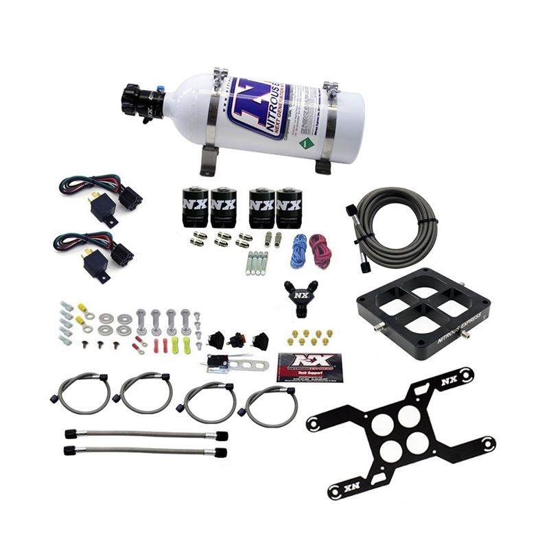Nitrous Express Dominator Dual Stage Billet Crossbar Nitrous Kit (50-300 & 100-500HP) w/5lb Bottle (66047-05)