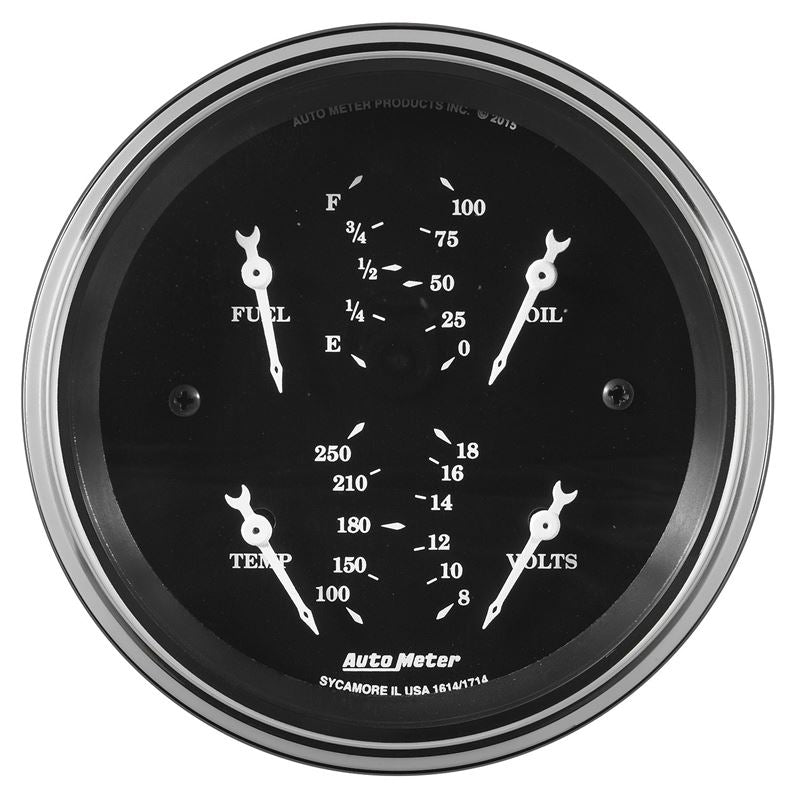 AutoMeter Auto Meter Gauge Dual Fuel and OILP 3 3/8in 240E-33F and 100psi Elec Old Tyme Blk (1713)