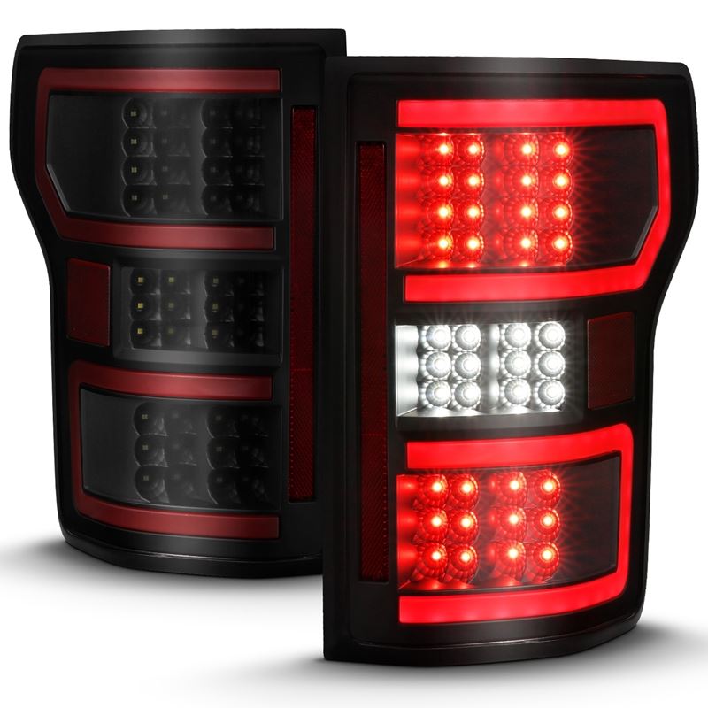 ANZO USA Tail Light Assembly, LED, Clear Lens, Black Housing, Red Light Bar, w/Sequential, (311314)