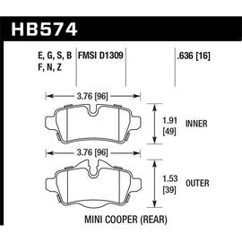 Hawk Performance Performance Ceramic Brake Pads (HB574Z.636)