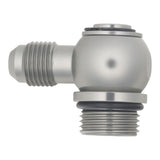 DeatschWerks 8AN ORB Male to 6AN Male Flare Low Profile 90-Degree Swivel - Anodized DW Titanium (6-02-0419)