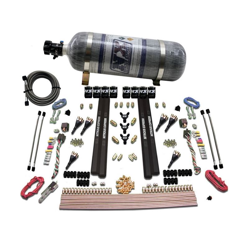 Nitrous Express 6 Cyl SX2 Dual Stage Nozzle Nitrous Kit w/12lb Bottle (90096-12)