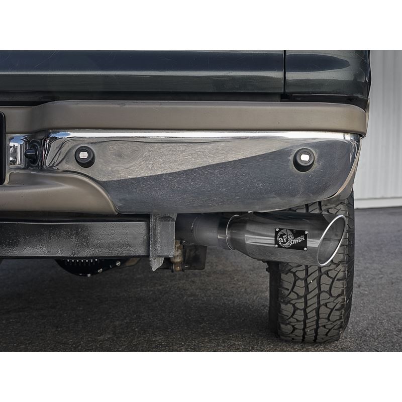 aFe Large Bore-HD 4 IN 409 Stainless Steel Turbo-Back Exhaust System w/ Polished Tip (49-43008-P)