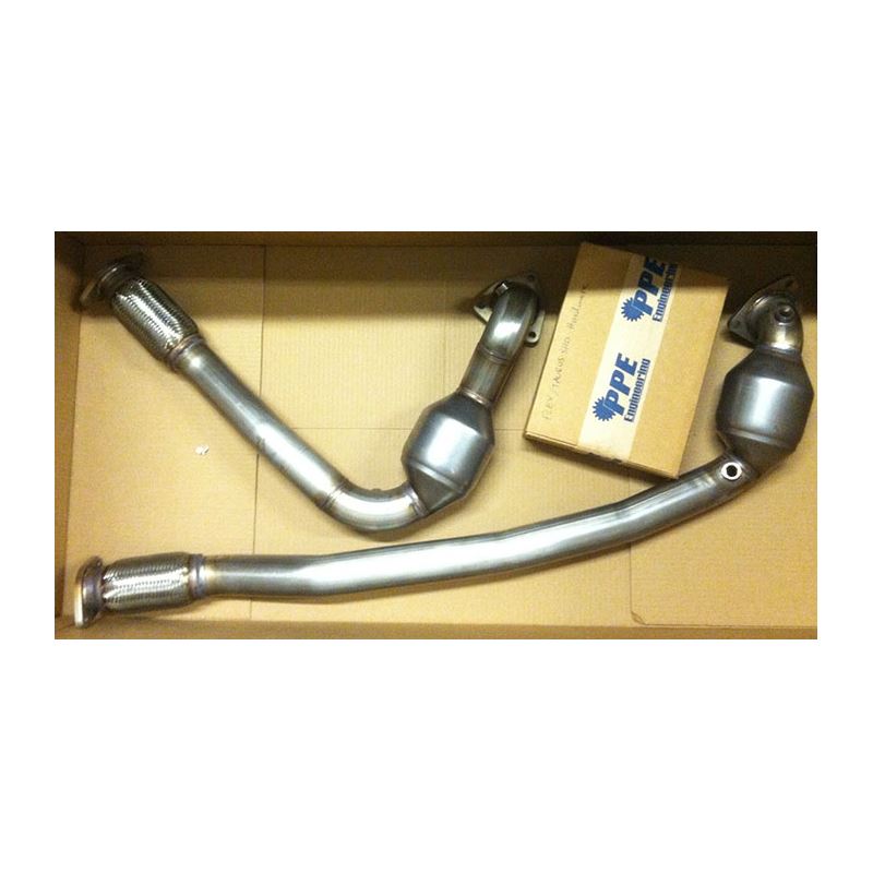 PPE Ford Flex / Taurus SHO Ecoboost downpipes with 5" high - flow cats - Stainless (130001) 1