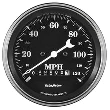 Load image into Gallery viewer, AutoMeter Auto Meter Gauge Speedo. 3 3/8in 120mph Elec. Prog. w/ Wheel Odo Old Tyme Black (1779)