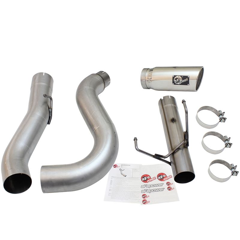 aFe Large Bore-HD 5 IN 409 Stainless Steel DPF-Back Exhaust System w/Polished Tip (49-42051-1P)