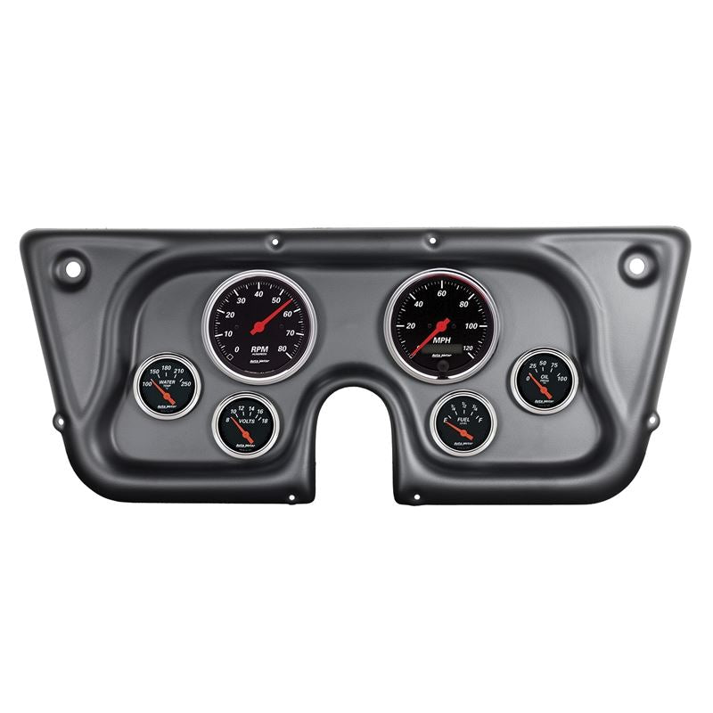 AutoMeter Designer Black 67-72 Chevy Truck C/K/K5/Suburban Dash Kit 6pc Tach/MPH/Fuel/Oil/WTMP/Volt (7032-DB)